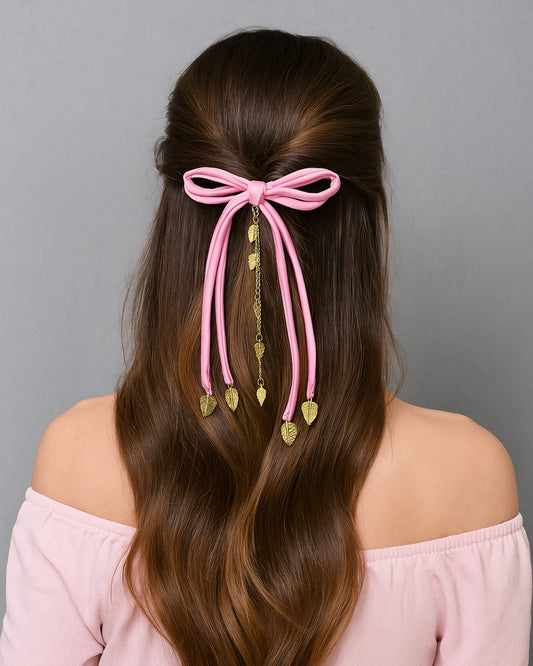 Ethnic Bow Hairclip - Pink