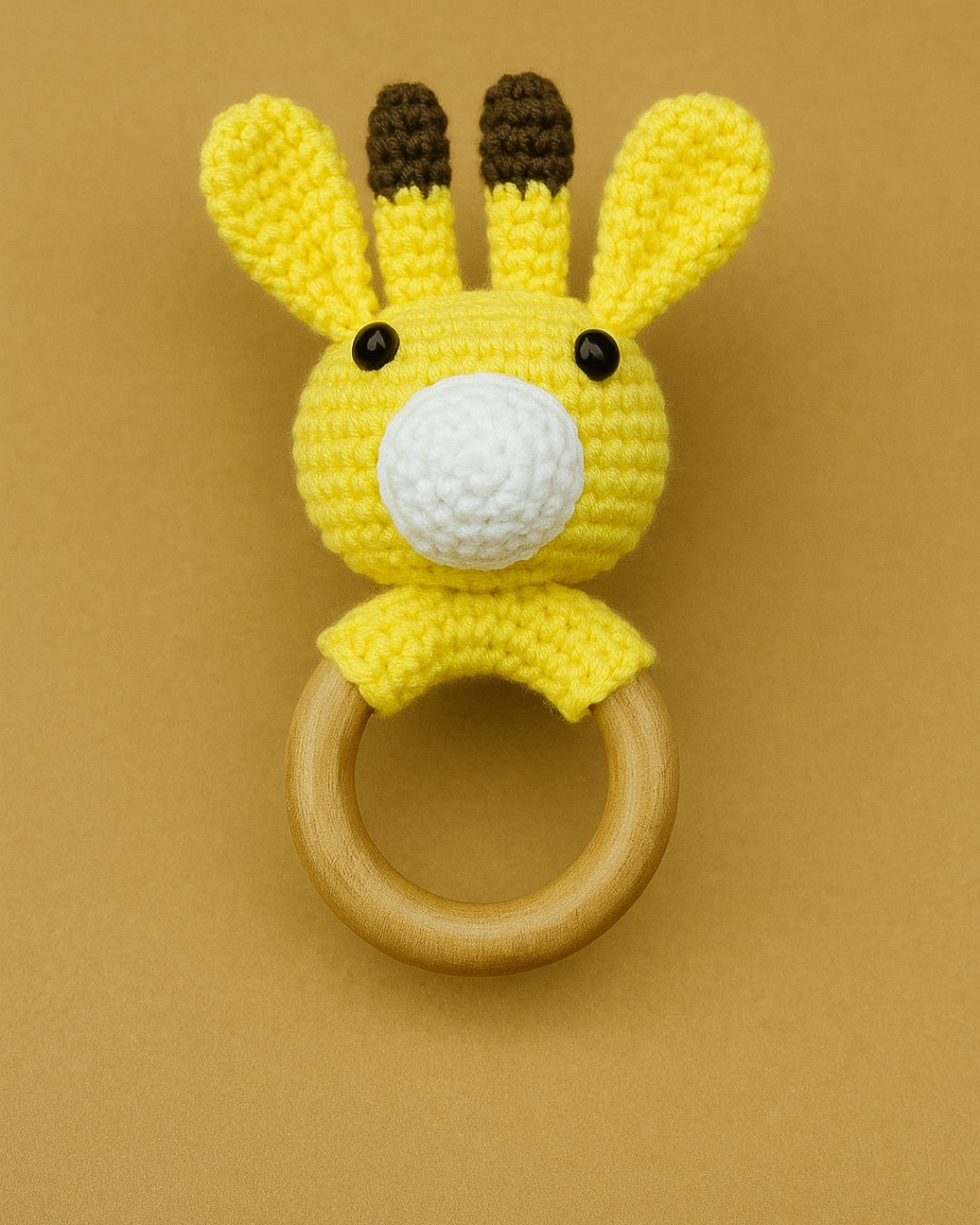 Giggles Giraffe Shaped Rattle Toy in Soft Yarn for Infants