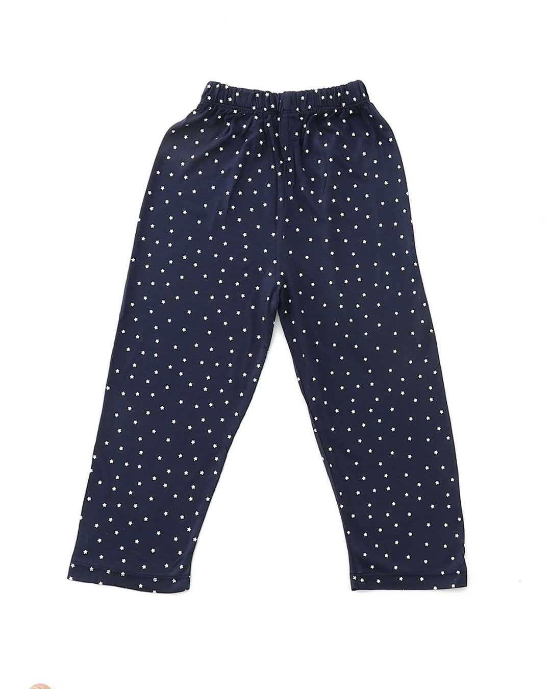 Blue Cotton Knit Full Length Printed Pajama