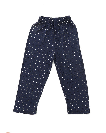 Blue Cotton Knit Full Length Printed Pajama