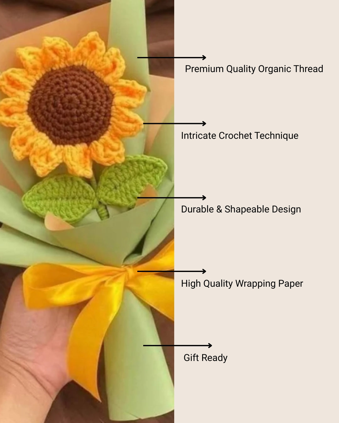 Handmade Crochet Sunflower Bouquet