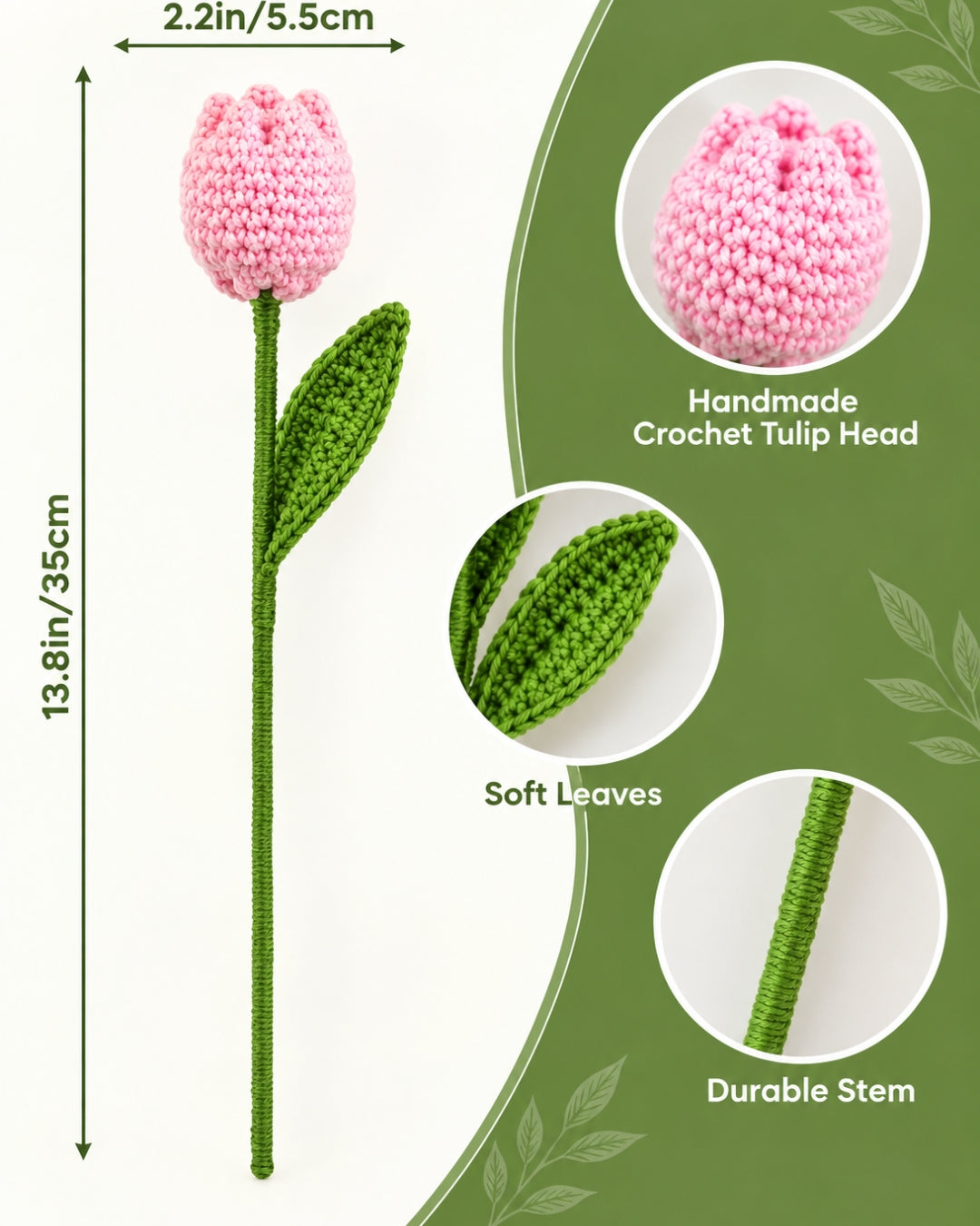 Handmade Crochet Tulip Bouquet/Stick