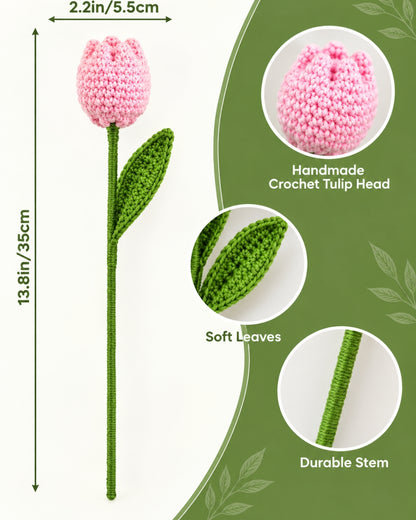 Handmade Crochet Tulip Bouquet/Stick