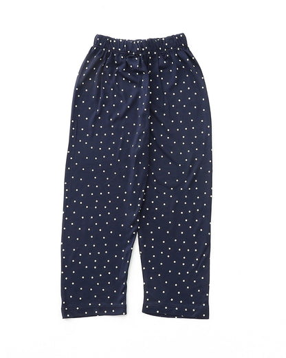 Blue Cotton Knit Full Length Printed Pajama