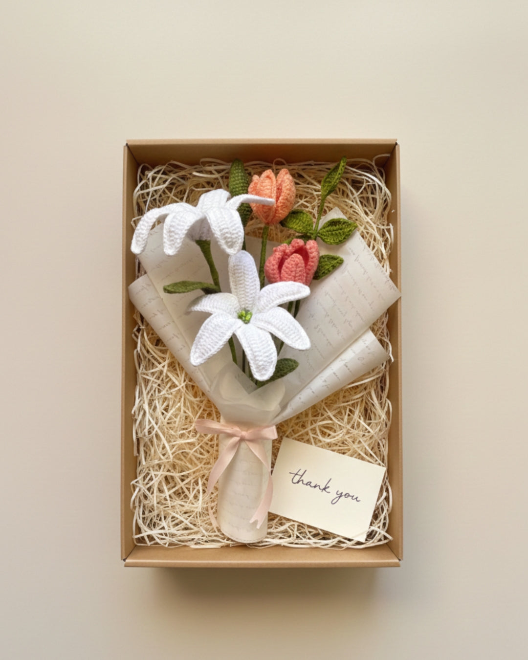 Handmade Crochet Lily & Tulip Bouquet