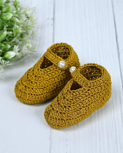 Mustard Handmade Crochet Baby Booties