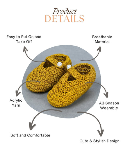 Mustard Handmade Crochet Baby Booties