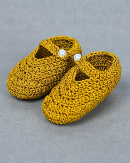 Mustard Handmade Crochet Baby Booties