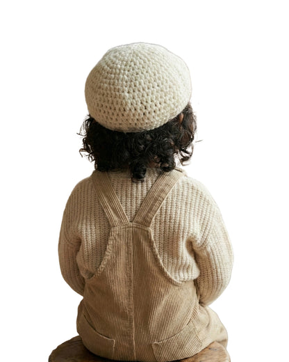 Off White Handmade Woollen Golf Cap for Boys