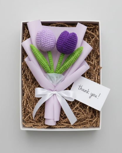 Handmade Crochet Mauve Tulip Bouquet