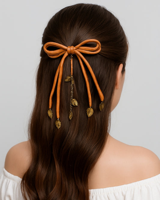 Ethnic Bow Hairclip - Mustard