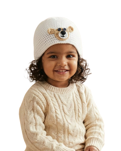 White Handmade Woollen Cap for Boys