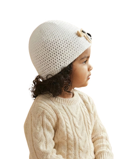 White Handmade Woollen Cap for Boys