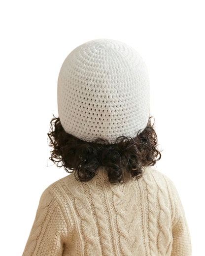 White Handmade Woollen Cap for Boys