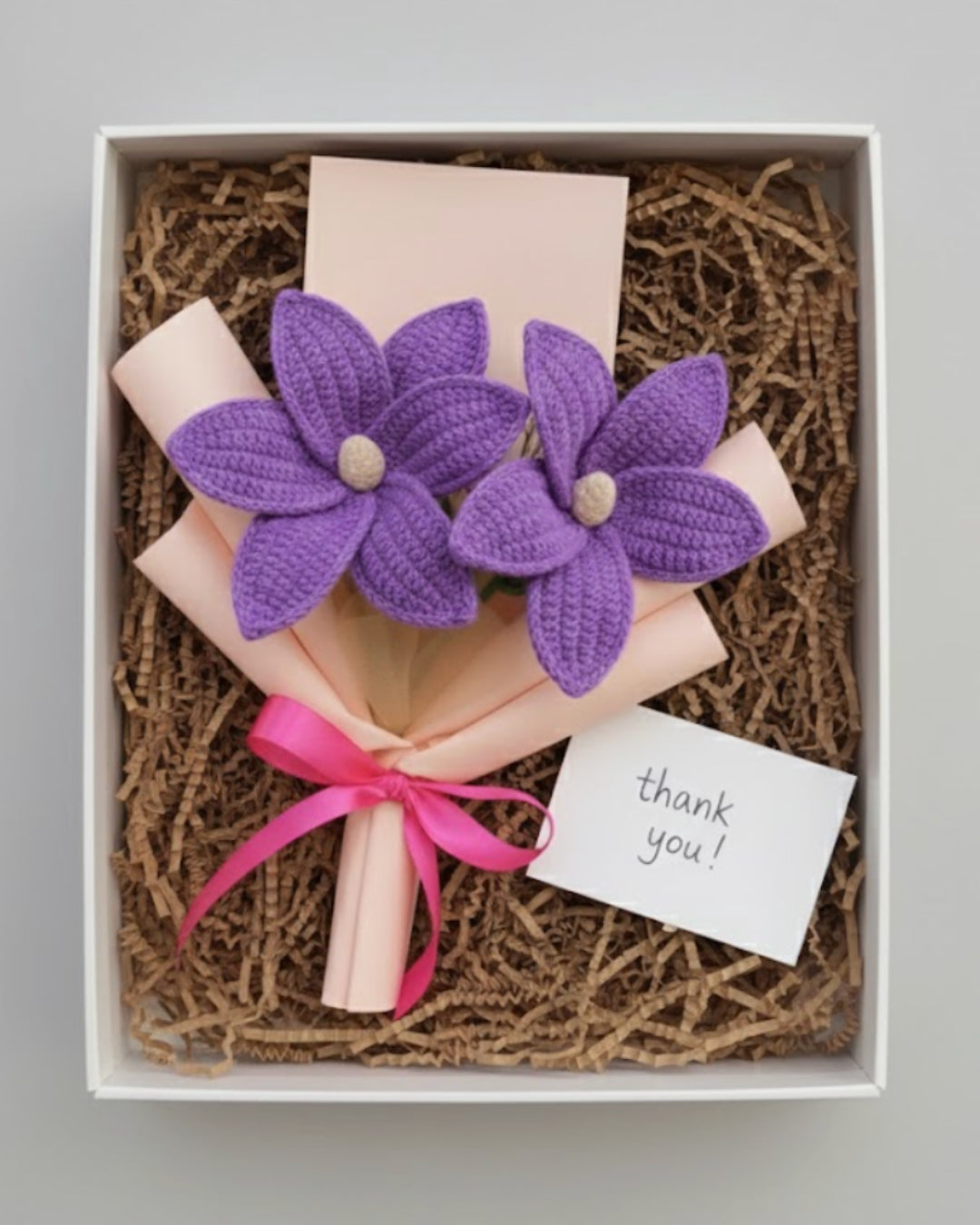 Handmade Mini Crochet Purple Lily Bouquet