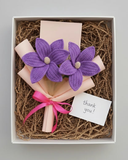 Handmade Mini Crochet Purple Lily Bouquet