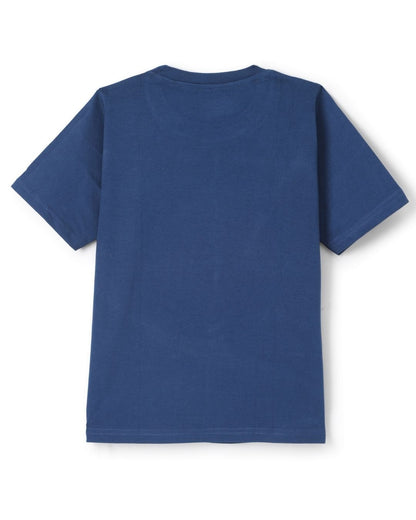 Graphic Printed Premium Cotton Half Sleeves Blue T-Shirt with Black Shorts for Boys