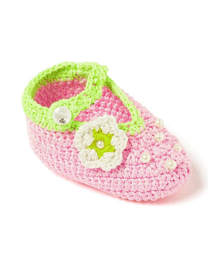Pink Crochet Baby Booties for Girls