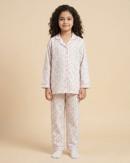 Floral Printed Cotton Girls Nightwear