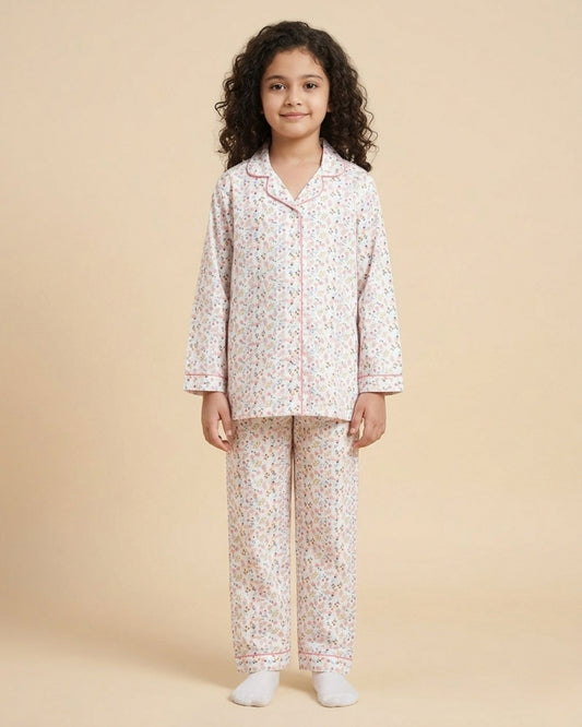 Floral Printed Cotton Girls Nightwear