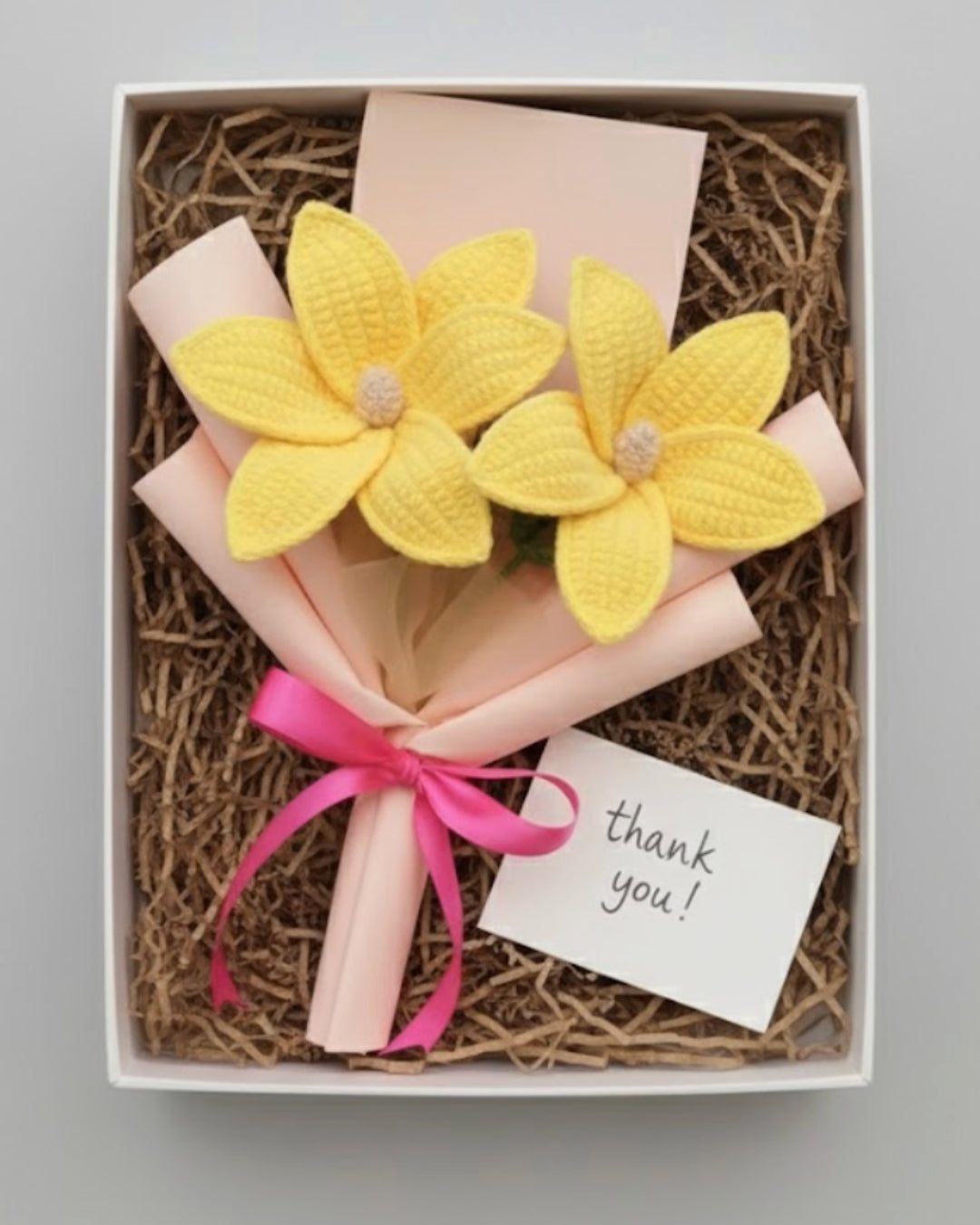 Handmade Mini Crochet Yellow Lily Bouquet