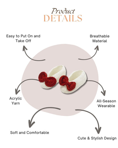 Red & White Crochet Baby Booties for Girls