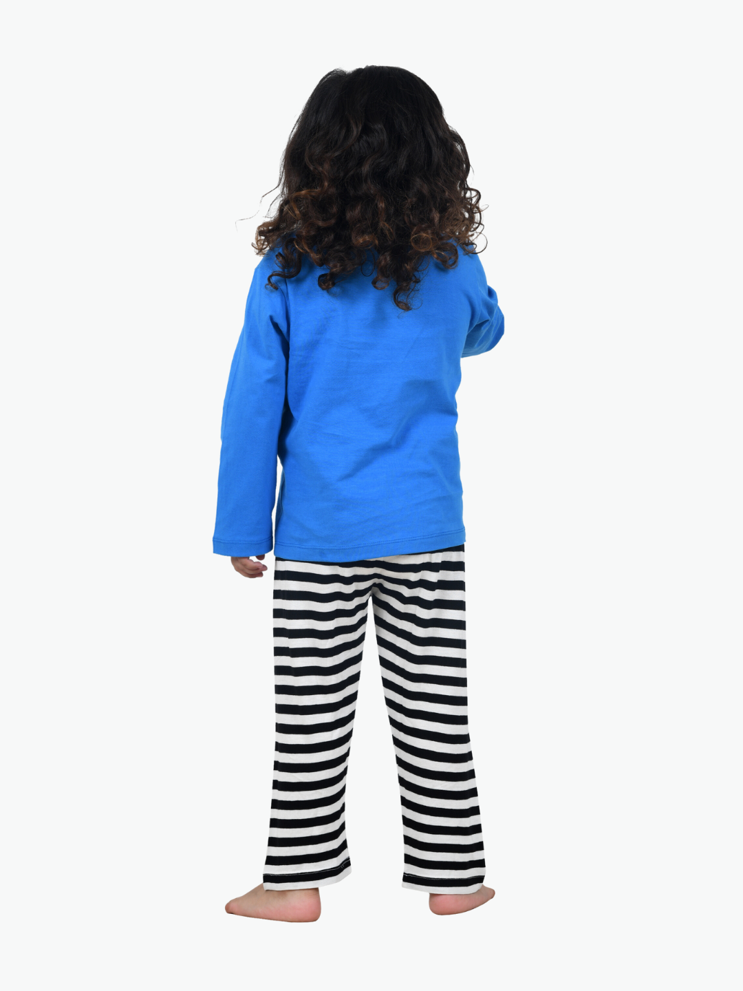 Blue Printed Cotton Night Dress for Kids