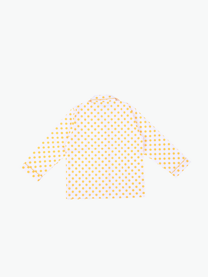 Yellow Dots Printed Cotton Night Dress for Girls