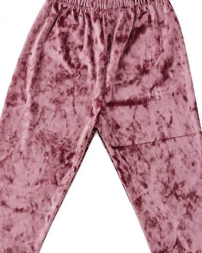 Pink Velvet Full Length Solid Color Pajama