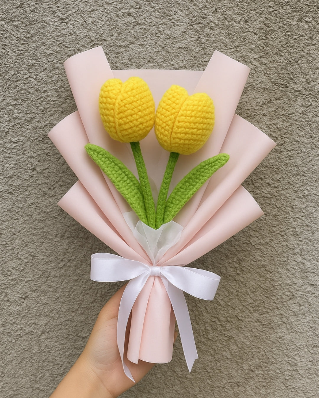 Handmade Crochet Yellow Tulip Bouquet