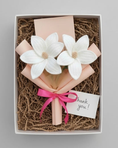 Handmade Mini Crochet White Lily Bouquet