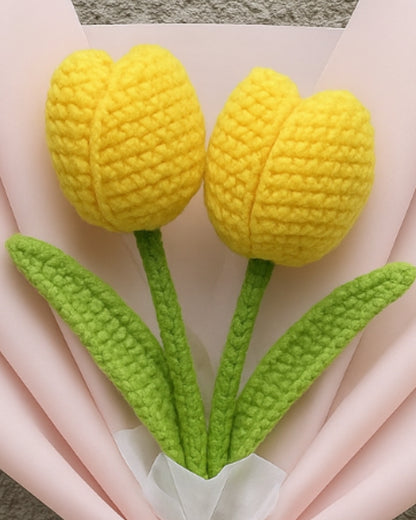 Handmade Crochet Yellow Tulip Bouquet