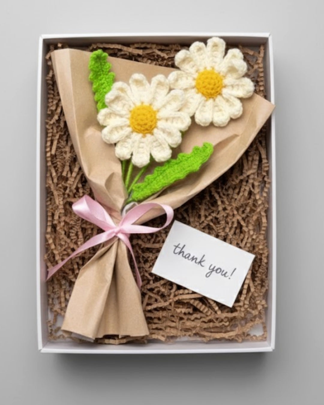 Handmade Crochet White Daisy Bouquet