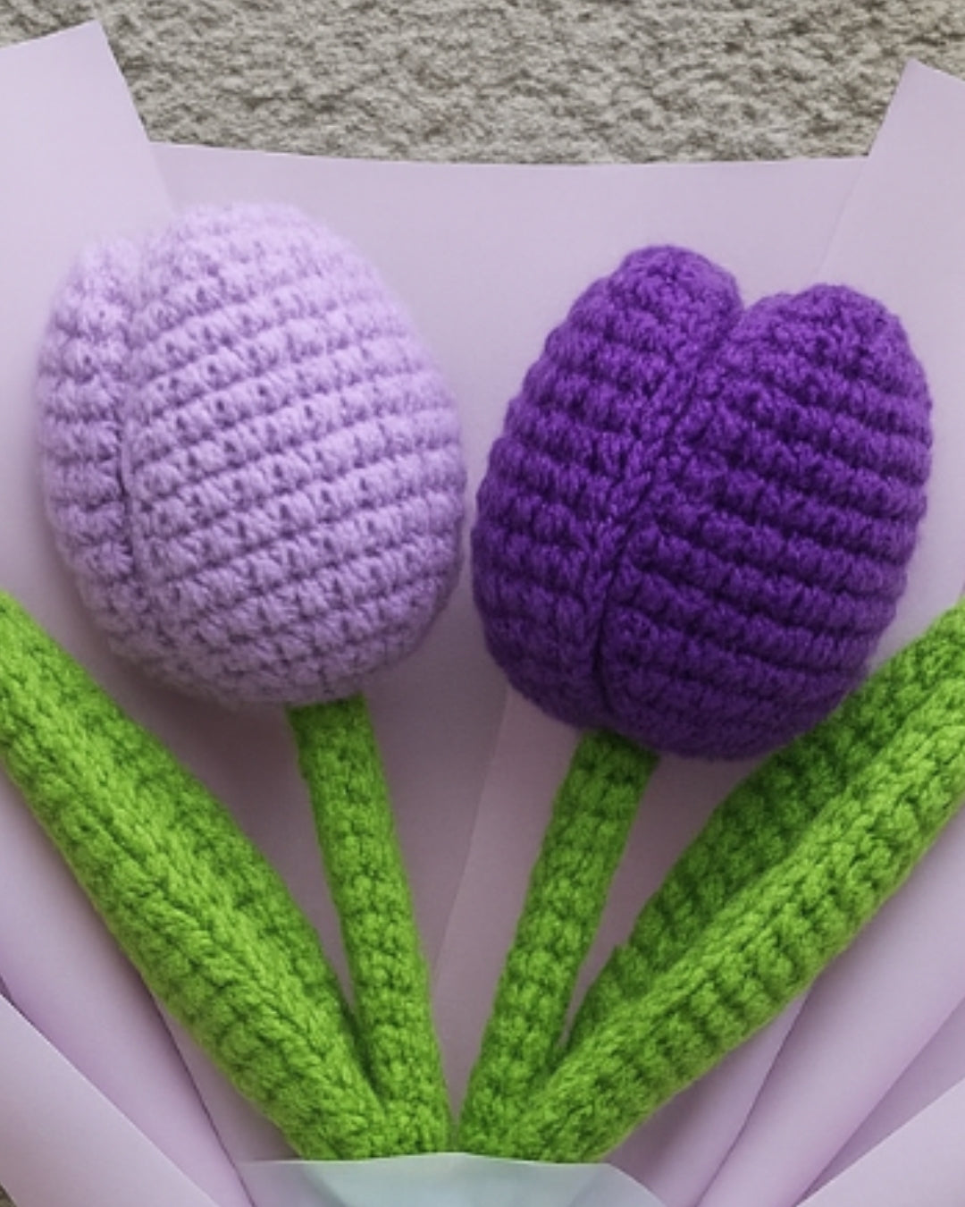 Handmade Crochet Mauve Tulip Bouquet