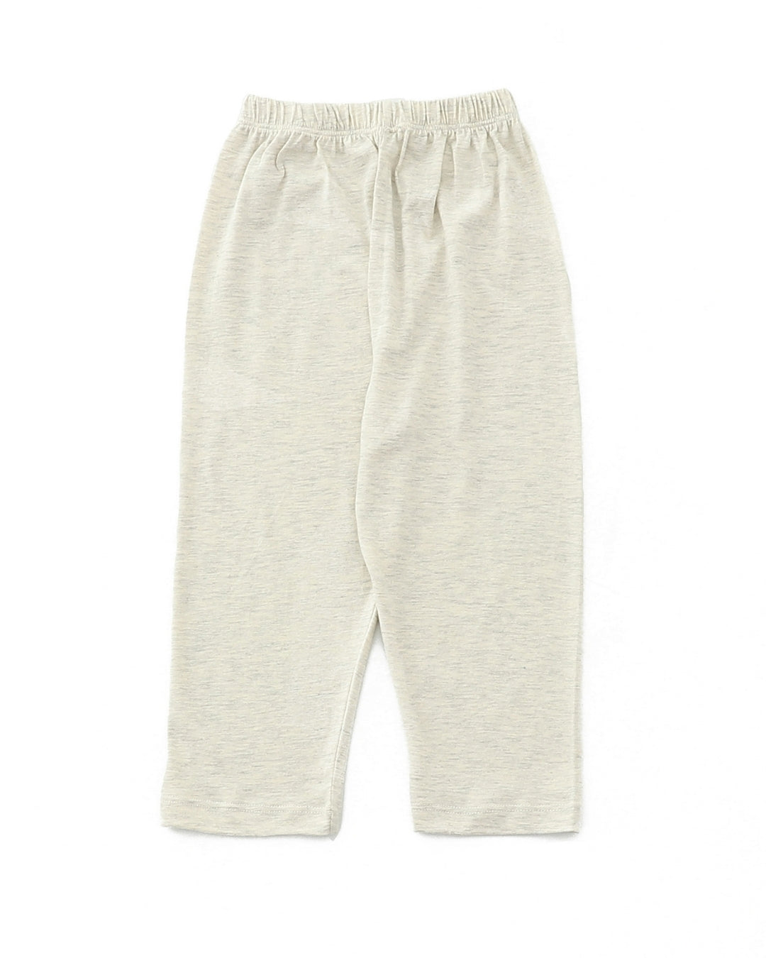 Off White Cotton Knit Full Length Solid Color Pajama