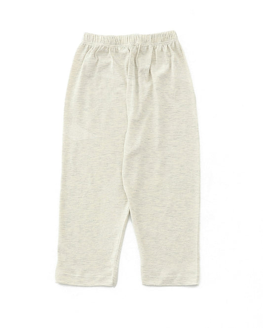 Off White Cotton Knit Full Length Solid Color Pajama