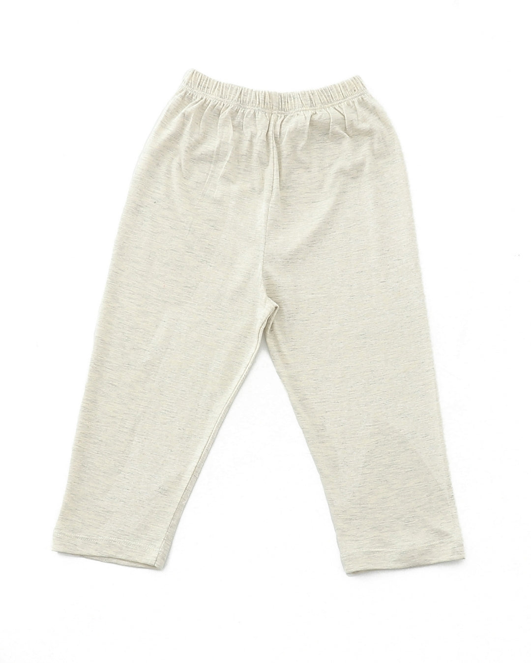 Off White Cotton Knit Full Length Solid Color Pajama