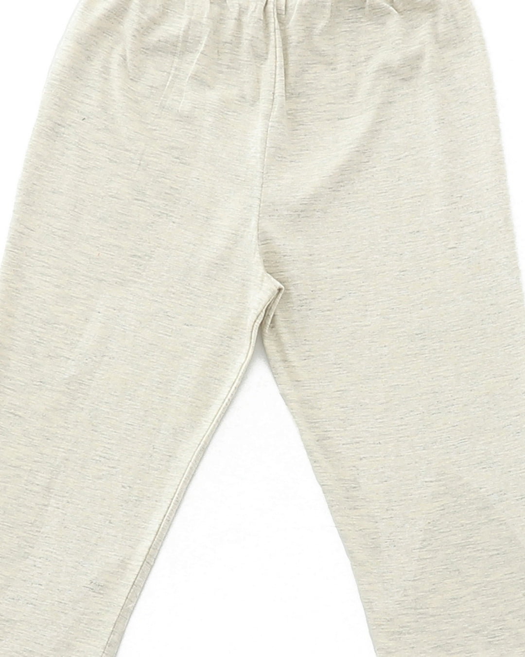 Off White Cotton Knit Full Length Solid Color Pajama