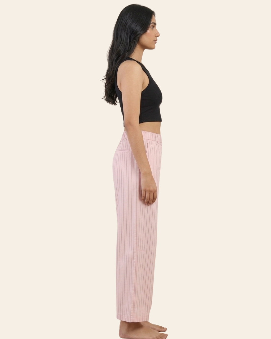 Pink Super Comfy Cotton Poplin Relax Fit Lounge Pant for Women