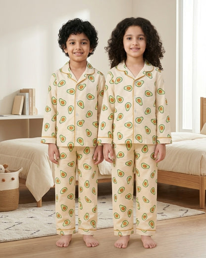 Avocado Printed Pure Cotton Night Suit for Kids