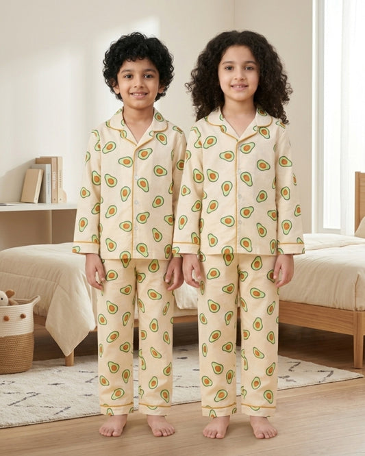 Avocado Printed Pure Cotton Night Suit for Kids