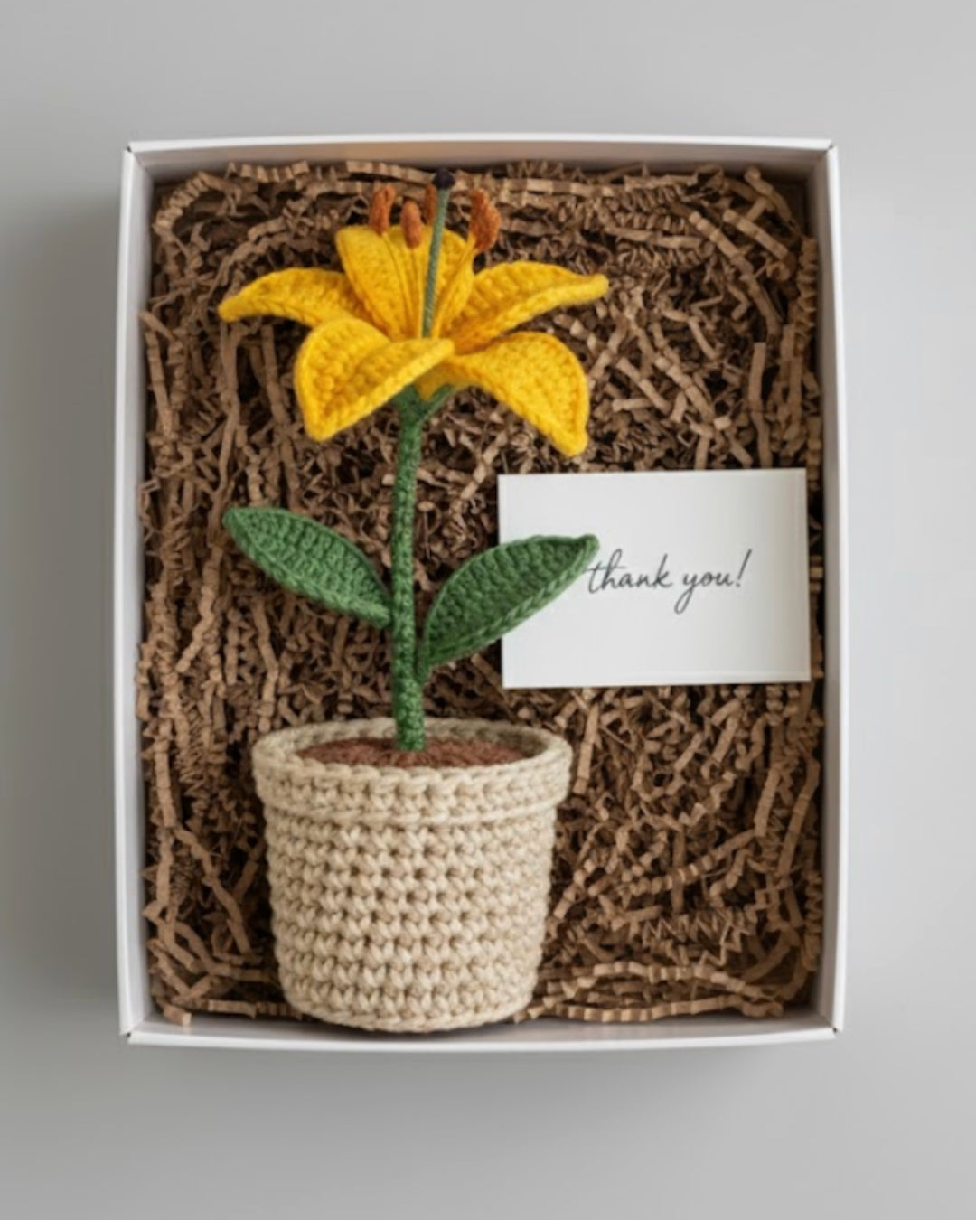 Handmade Crochet Yellow Lily with Pot