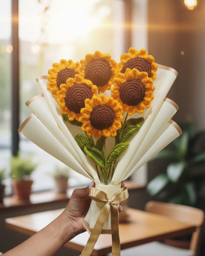Handmade Crochet Sunflower Bouquet