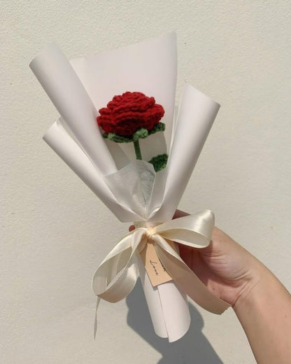 Handmade Crochet Red Rose Bouquet