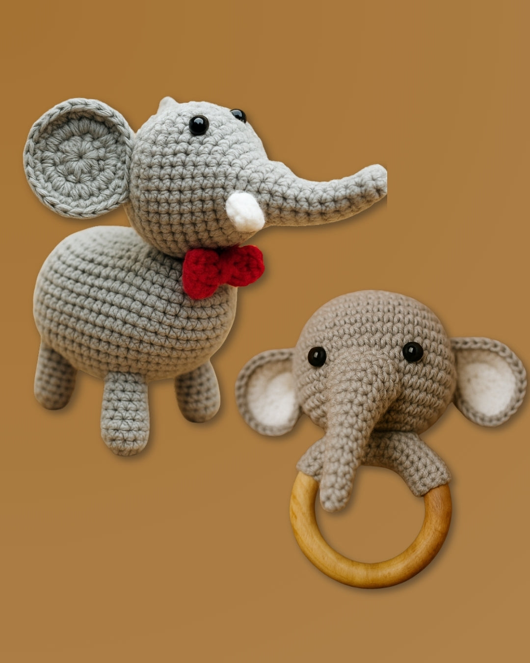 Handmade Crochet Chota Appu Toy and Rattle Set for Kids Soft and Safe
