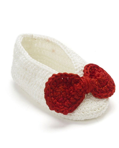 Red & White Crochet Baby Booties for Girls