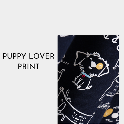 Girls Puppy Print 100% Cotton Nightdress - Black