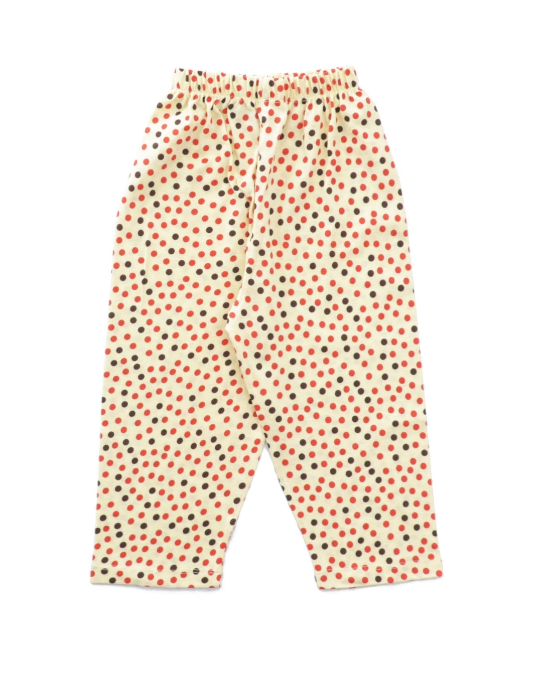 Yellow Cotton Knit Full Length Polka Dots Printed Pajama