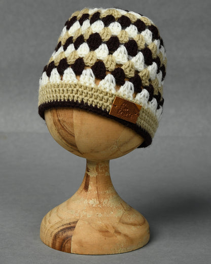 Multicolor Self Design Beanie Handmade Knitted Woollen Cap for Kids