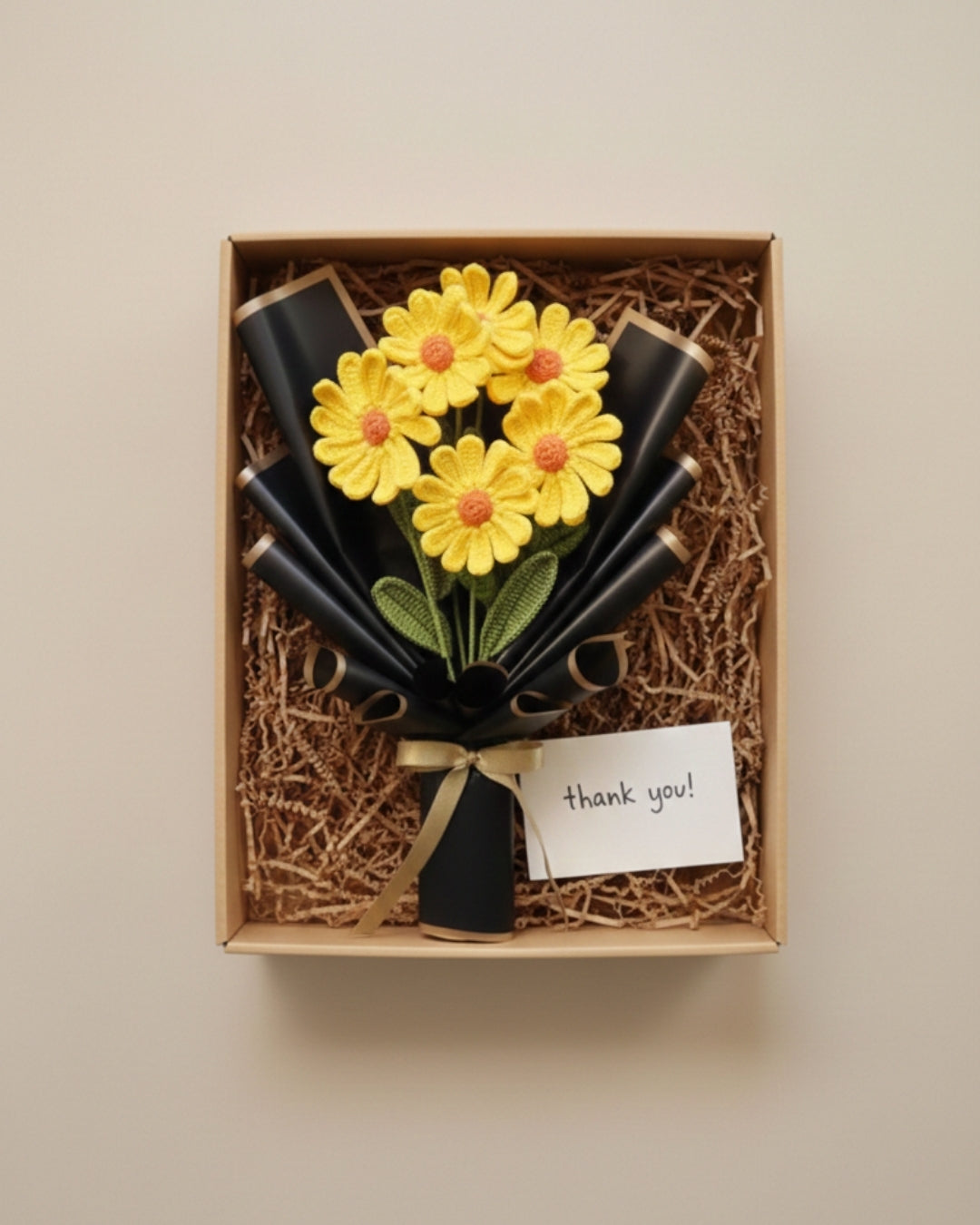 Handmade Crochet Yellow Daisy Flower Bouquet